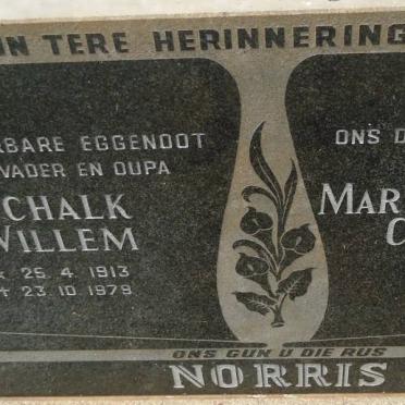 NORRIS Schalk Willem 1913-1979 &amp; Maria Hendrina Christina 1923-1980