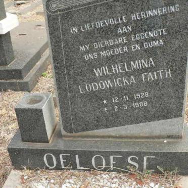 OELOFSE Wilhelmina Lodowicka Faith 1928-1988