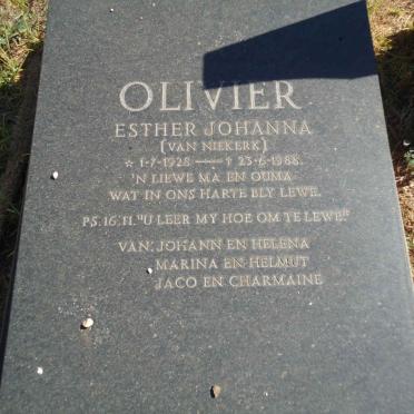 OLIVIER Esther Johanna nee VAN NIEKERK 1928-1988