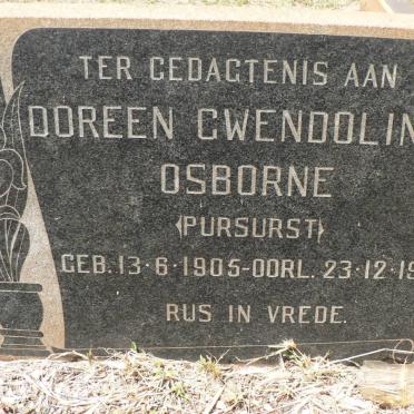OSBORNE Doreen Gwendoline nee PURSURST 1905-1943