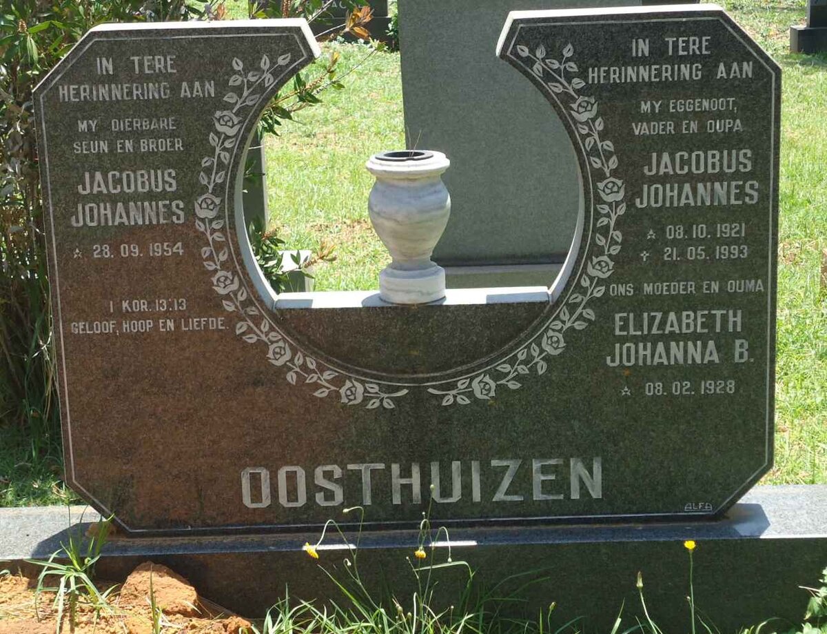 OOSTHUIZEN Jacobus Johannes 1921-1993 &amp; Elizabeth Johanna A. 1928- :: OOSTHUIZEN Johannes 1954-