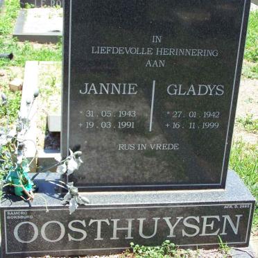 OOSTHUYSEN Jannie 1943-1991 &amp; Gladys 1942-1999