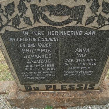 PLESSIS Philippus Johannes Jacobus, du 1886-1956 &amp; Anna Yda 1893-1976