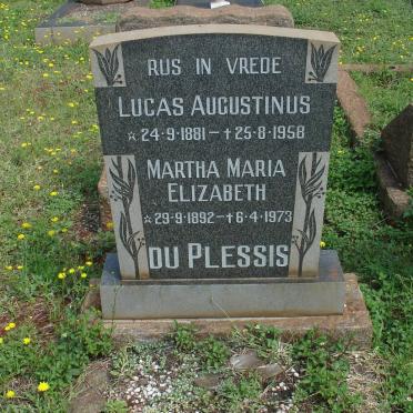 PLESSIS Lucas Augustinus, du 1881-1958 &amp; Martha Maria Elizabeth 1892-1973