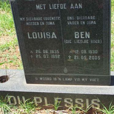PLESSIS Ben, du 1930-2005 &amp; Louisa 1935-1992