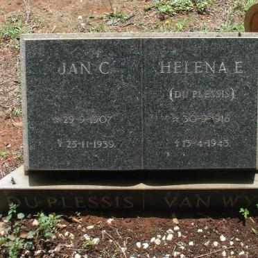 PLESSIS Jan C., du 1907-1939 &amp; Helena E. VAN WYK nee DU PLESSIS 1916-1943