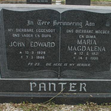PANTER John Edward 1926-1986 &amp; Maria Magdalena 1931-1996