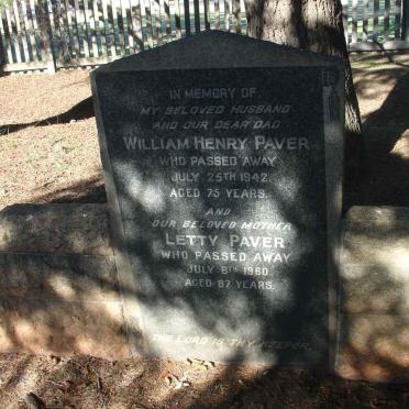 PAVER William Henry -1942 &amp; Letty -1960