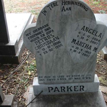 PARKER Petrus Christiaan 1936-1986 &amp; Martha M. 1937-2007 :: PARKER Angela 2004-2007