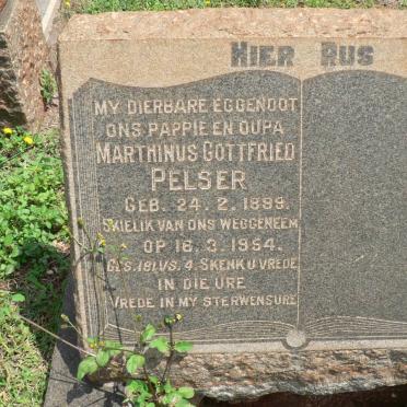 PELSER Marthinus Gottfried 1899-1954