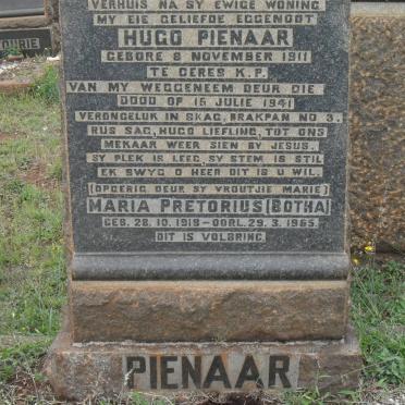 PIENAAR Hugo 1911-1941 &amp; Maria Pretorius BOTHA 1918-1965