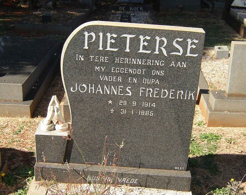 PIETERSE Johannes Frederik 1914-1985