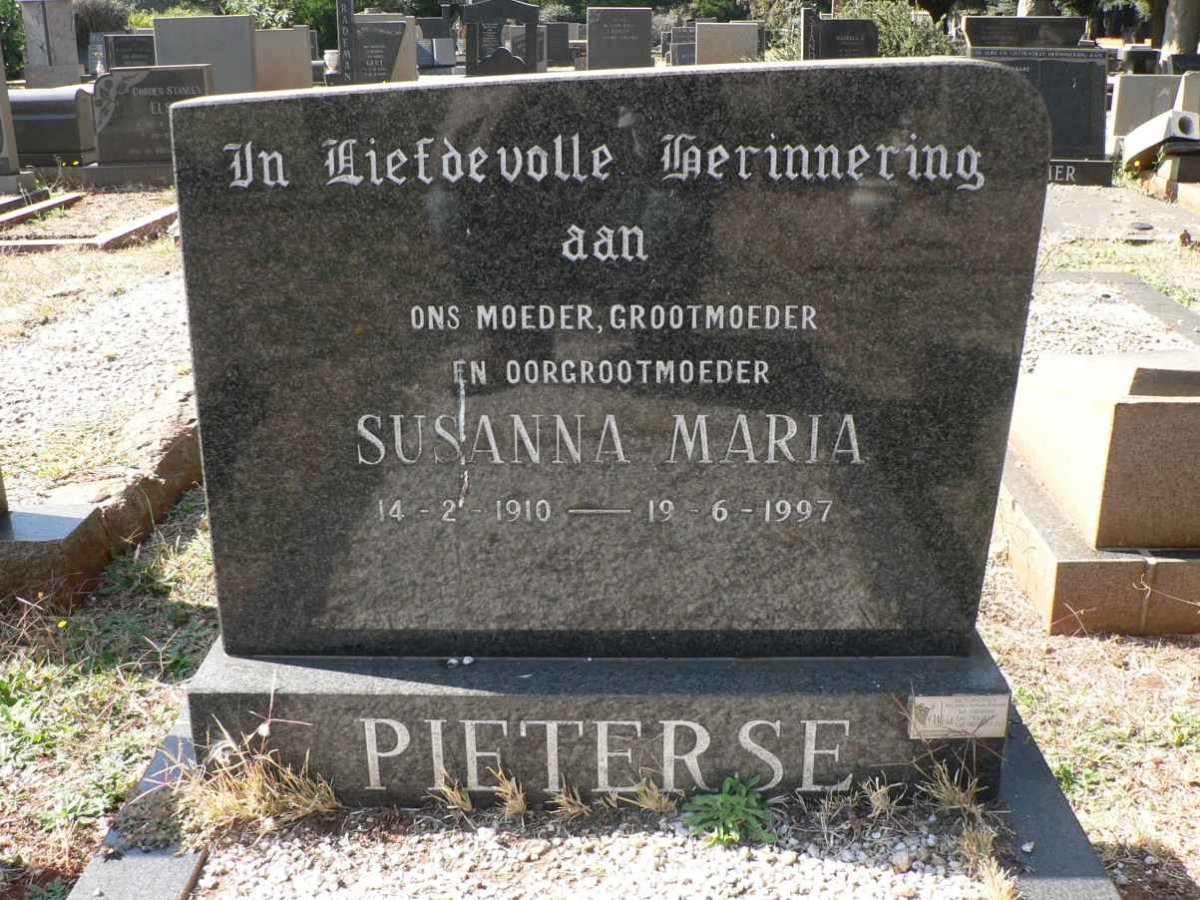 PIETERSE Susanna Maria 1910-1997