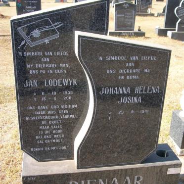 PIENAAR Jan Lodewyk 1938-2001 &amp; Johanna Helena Josina 1941-