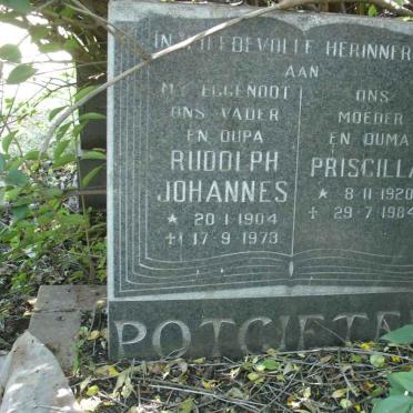 POTGIETER Rudolph Johannes 1904-1973 &amp; Priscilla 1920-1984
