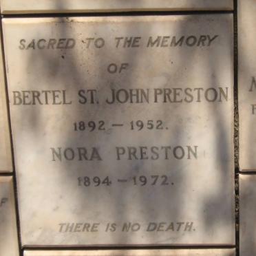 PRESTON Bertel St. John 1892-1952 &amp; Nora 1894-1972