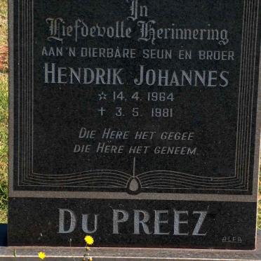PREEZ Hendrik Johannes, du 1964-1981