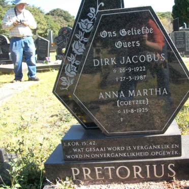 PRETORIUS Dirk Jacobus 1922-1987 &amp; Anna Martha COETZEE 1925-