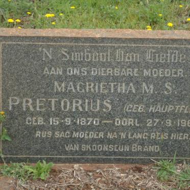 PRETORIUS Magrietha M.S. nee HAUPTFLEISCH 1870-1962