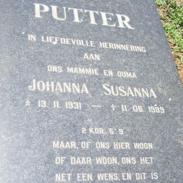 PUTTER Johanna Susanna 1931-1989
