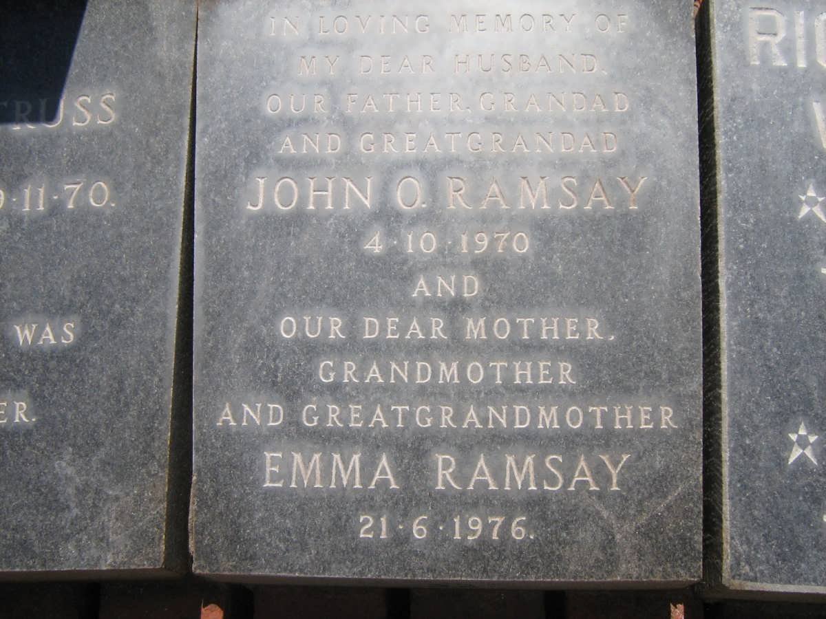 RAMSAY John O. -1970 &amp; Emma -1976