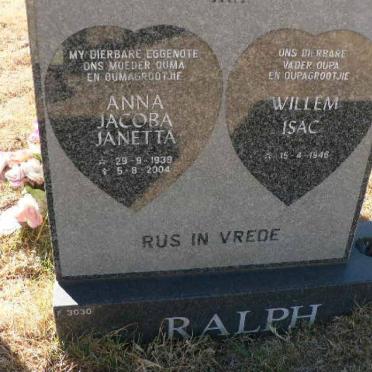 RALPH Willem Isac 1946- &amp; Anna Jacoba Janetta 1939-2004