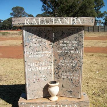 RALUTANDA Elizabeth Mavhungu 1940-2006