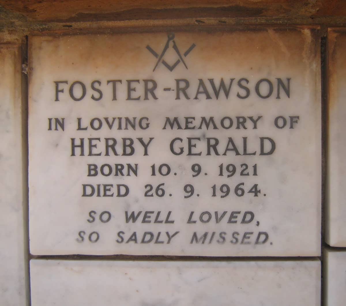 RAWSON Herby Gerald, Foster 1921-1964