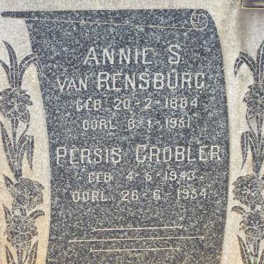 RENSBURG Annie S. 1884-1951 :: GROBLER Persis 1943-1954