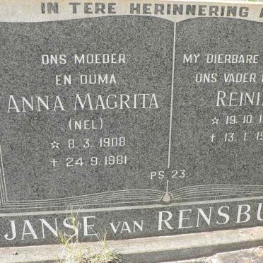 RENSBURG Reinier, Janse van 1906-1977 &amp; Anna Magrita NEL 1908-1981