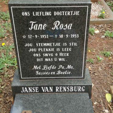 RENSBURG Jane Rosa, Janse van 1953-1953