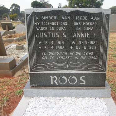 ROOS Justus S. 1919-1985 &amp; Annie F. 1921-2012