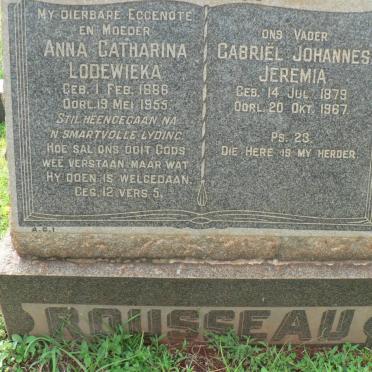 ROUSSEAU Gabriel Johannes Jeremia 1879-1967 &amp; Anna Catharina Lodewieka 1886-1955