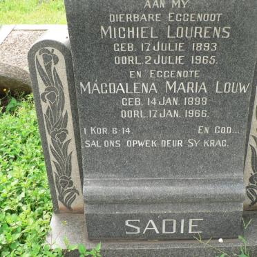 SADIE Michiel Lourens 1893-1965 &amp; Magdalena Maria Louw 1899-1966