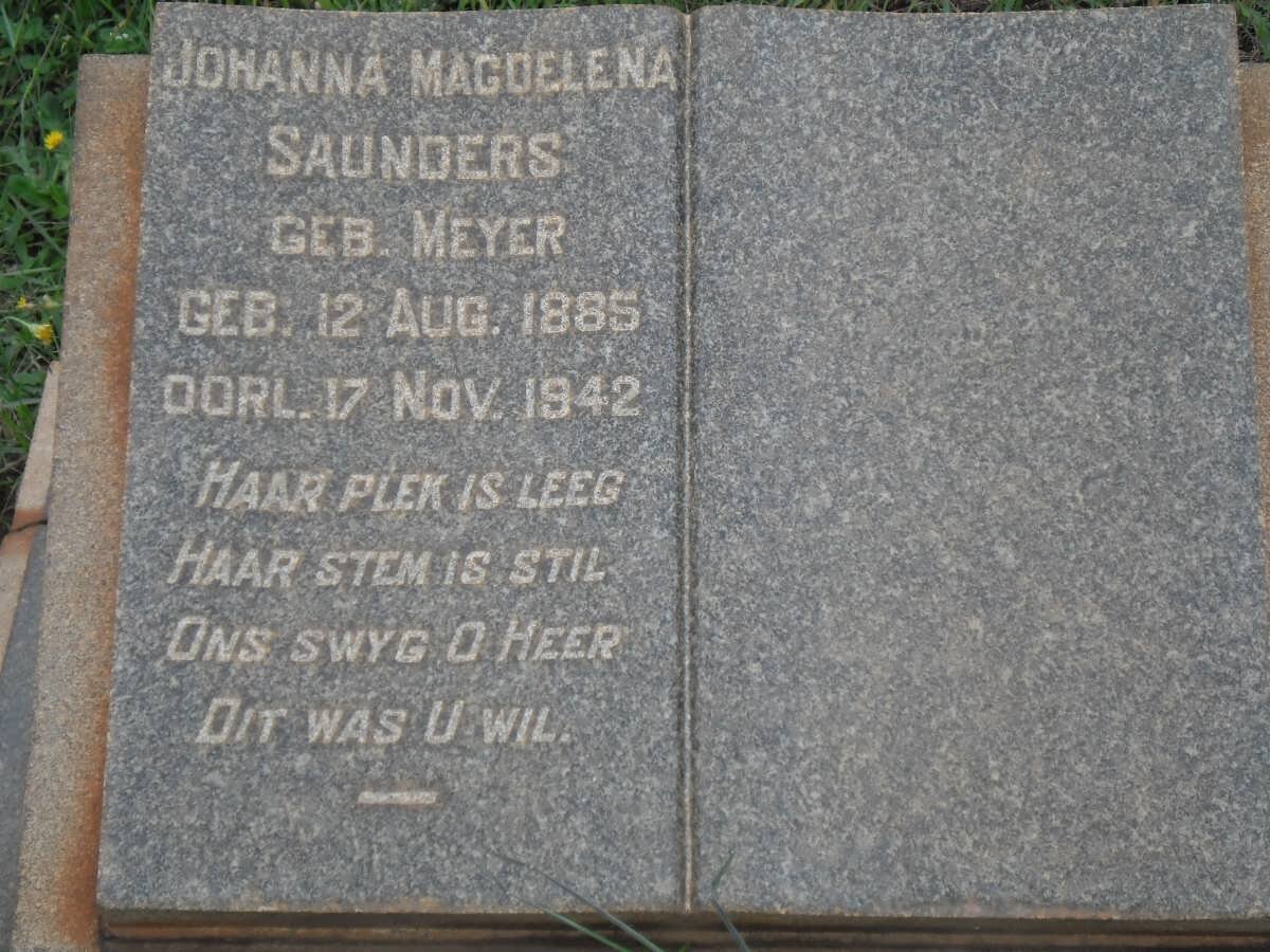 SAUNDERS Johanna Magdelena nee MEYER 1885-1942
