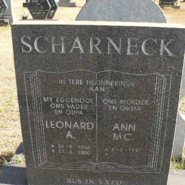 SCHARNECK Leonard A. 1936-2000 &amp; Ann M.C. 1947-