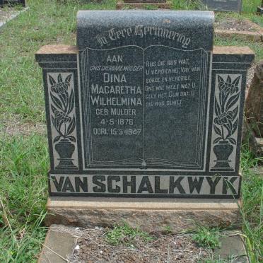 SCHALKWYK Dina Magaretha Wilhelmina, van nee MULDER 1876-1947