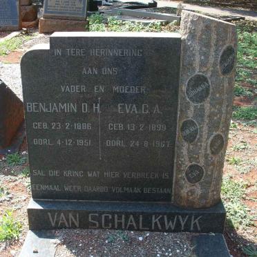 SCHALKWYK Benjamin D.H., van 1886-1951 &amp; Eva C.A. 1890-1967