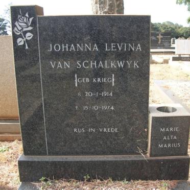 SCHALKWYK Johanna Levina, van nee KRIEG 1914-1974