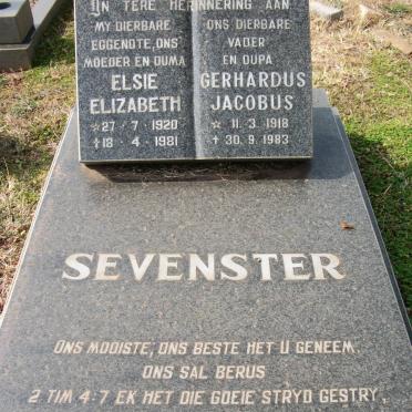 SEVENSTER Gerhardus Jacobus 1918-1983 &amp; Elsie Elizabeth 1920-1981