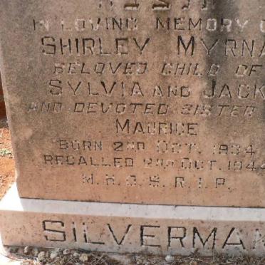 SILVERMAN Shirley Myrna 1934-1944