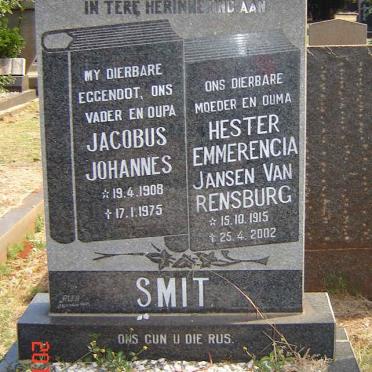 SMIT Jacobus Johannes 1908-1975 &amp; Hester Emmerencia JANSEN VAN RENSBURG 1915-2002