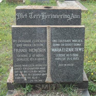 SMITH Frans Hendrik 1896-1958 &amp; Maria Elizabeth W.C. 1906-1973