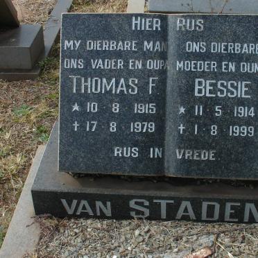 STADEN Thomas F., van 1915-1979  &amp; Bessie 1914-1999
