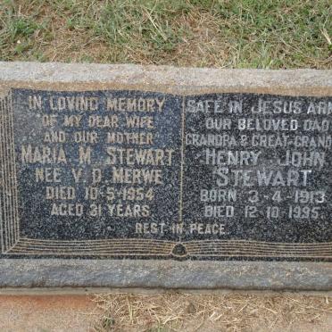 STEWART Henry John 1913-1995 &amp; Maria M. V.D. MERWE -1954