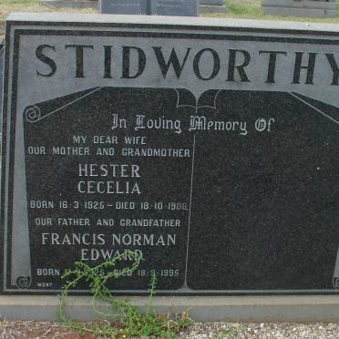 STIDWORTHY Francis Norman Edward 1925-1995 &amp; Hester Cecelia 1925-1986