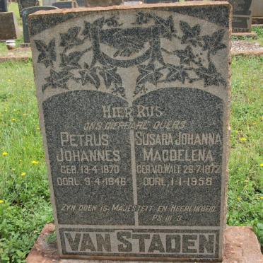 STADEN Petrus Johannes, van 1870-1946 &amp; Susara Johanna Magdelena V.D. WALT 1872-1958