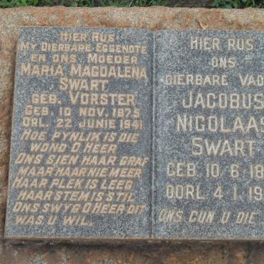 SWART Jacobus Nicolaas 1875-1965 &amp; Maria Magdalena VORSTER 1875-1941