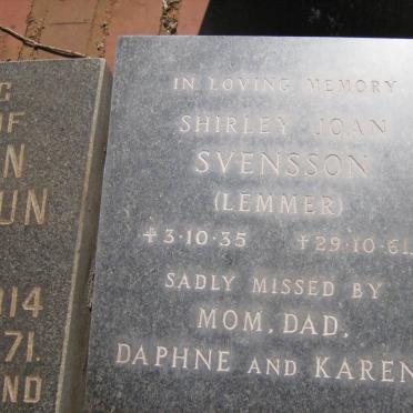 SVENSSON Shirley Joan nee LEMMER 1935-1961
