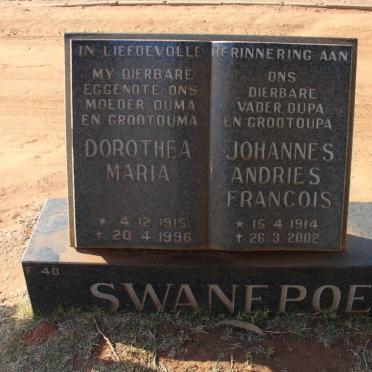 SWANEPOEL Johannes Andries Francois 1914-2002 &amp; Dorothea Maria 1915-1996